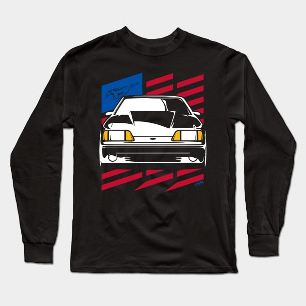 Foxbody Ford Mustang GT US Flag Long Sleeve T-Shirt by LYM Clothing